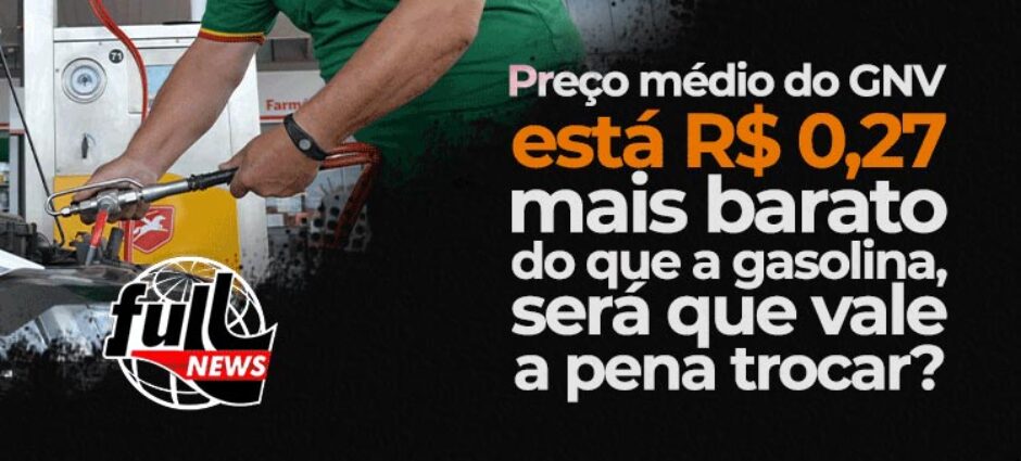 Preço médio do GNV está R$ 0,27 mais barato que a Gasolina