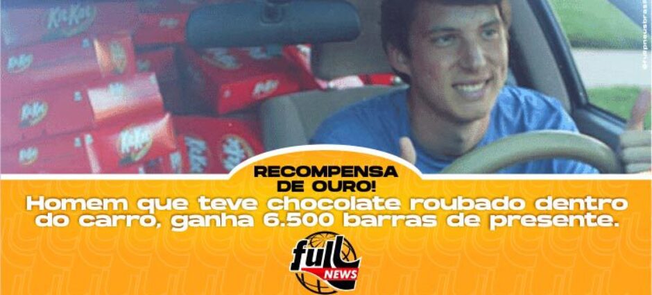 Homem que teve carro roubado ganha 6.500 barras de chocolate de presente